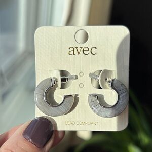 Avec Silver and Gray Hoop Earrings